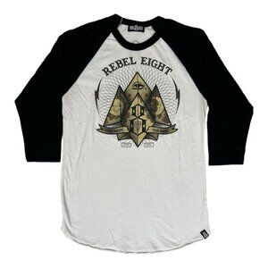 Vintage Rebel 8 Raglan Shirt Size Small 3/4 Sleeve Y2K